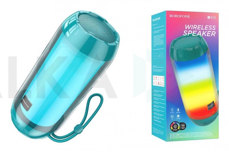 Портативная беспроводная колонка BOROFONE BR25 Crazy sound colorful luminous BT (павлиний синий)