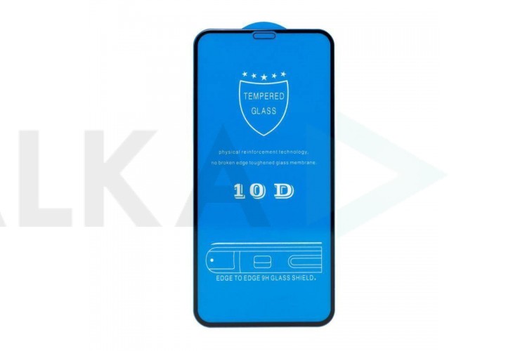 Защитное стекло дисплея iPhone 12 Pro Max (6.7) 10D (тех. уп.) "Рисунок Щит" (черный)