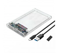 Кейс для HDD/SSD 2.5'' TYPE-C (USB3.1) - SATA пластик (прозрачный)