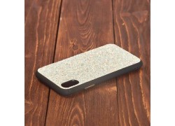Чехол для iPhone X с блестками вариант 2 (серебристый)