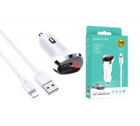 Автомобильное зарядное устройство АЗУ 2USB + кабель Lightning BOROFONE BZ15 2400 mAh (белый)