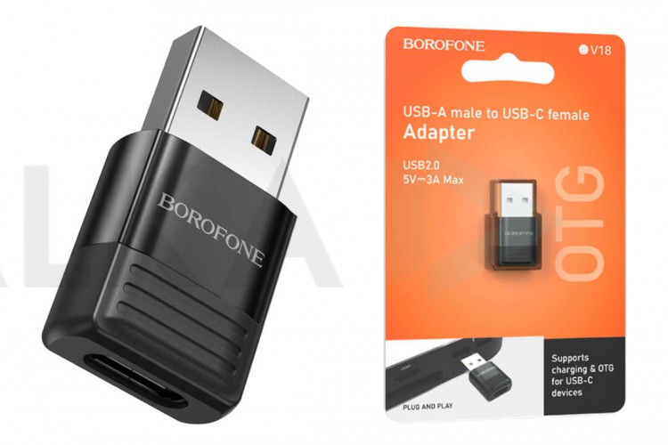 Переходник OTG Borofone BV18 USB штекер на Type-C гнездо USB2.0 адаптер