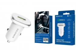 Автомобильное зарядное устройство АЗУ USB BOROFONE BZ12A Listing power single port QC3.0 (белый)