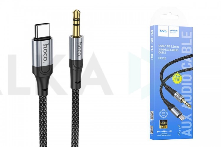Кабель аудио HOCO UPA26 (штекер Type-C - вход AUX 3.5 mm) 1м черный