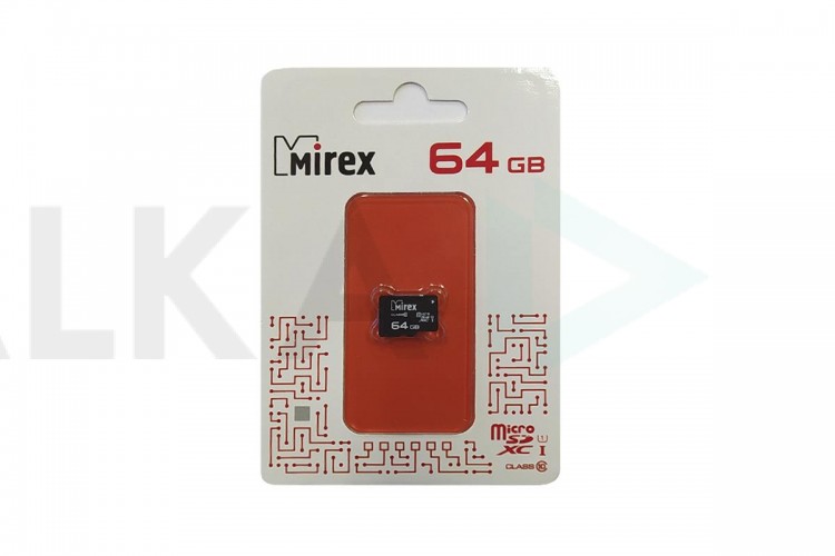 Карта памяти microSDХC MIREX 64 GB UHS-I U1 (class 10) без адаптера (13612-MC10SD64)