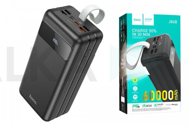 Универсальный дополнительный аккумулятор Power Bank HOCO J86B 22.5W (60000 mAh) (черный)