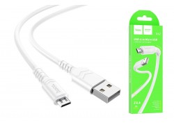 Кабель USB - MicroUSB HOCO X62 2,4A (белый) 1м (усиление угла)