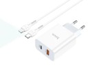 Сетевое зарядное устройство USB-C + кабель Lightning - Type-C HOCO C97A PD20W+QC 3.0 быстрая зарядка (белый)