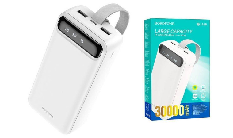 Универсальный дополнительный аккумулятор Power Bank BOROFONE BJ14B (30000 mAh) (белый) Универсальный дополнительный аккумулятор Power Bank BOROFONE BJ14B (30000 mAh) (белый)