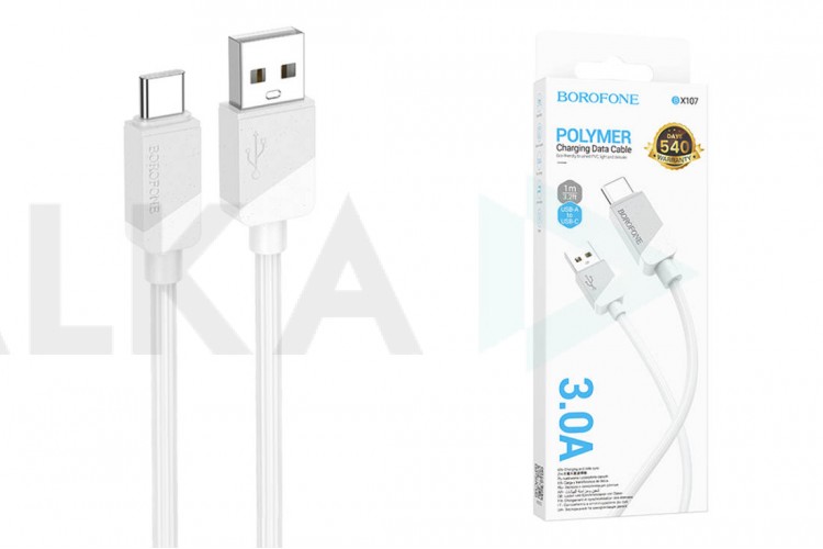 Кабель USB - USB Type-C BOROFONE BX107 Excellent, 2A (белый) 1м