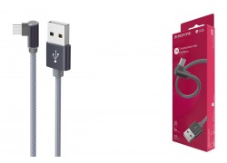 Кабель USB - MicroUSB BOROFONE BX26 2,4A (серый) 1м (в оплетке, Г-образный коннектор)