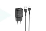 Сетевое зарядное устройство USB + кабель Type-C HOCO C96A (черный)