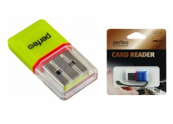 Картридер Perfeo Card Reader Micro SD, (PF-VI-R008 Green) зелёный