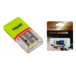 Картридер Perfeo Card Reader Micro SD, (PF-VI-R008 Green) зелёный