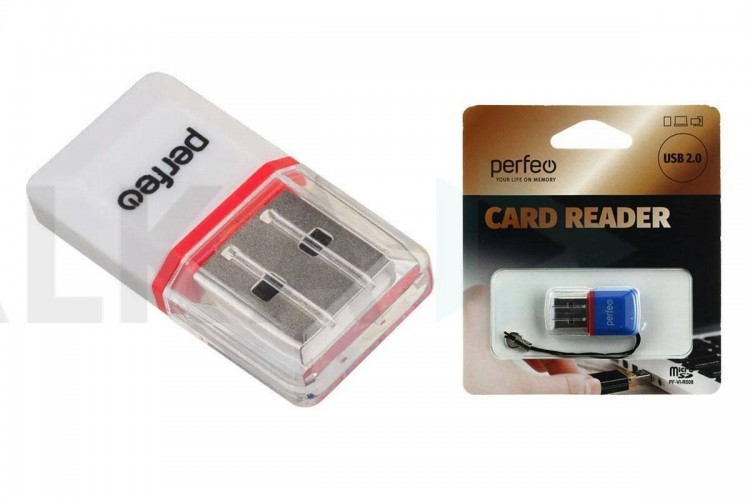 Картридер Perfeo Card Reader Micro SD, (PF-VI-R008 White) белый