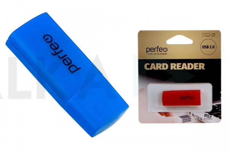 Картридер Perfeo Card Reader Micro SD, (PF-VI-R023 Blue) синий