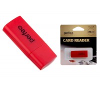 Картридер Perfeo Card Reader Micro SD, (PF-VI-R023 Red) красный