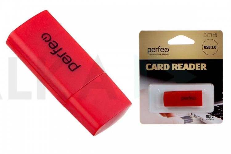 Картридер Perfeo Card Reader Micro SD, (PF-VI-R023 Red) красный