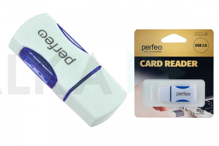 Картридер Perfeo Card Reader Micro SD, (PF-VI-R024 Blue) синий