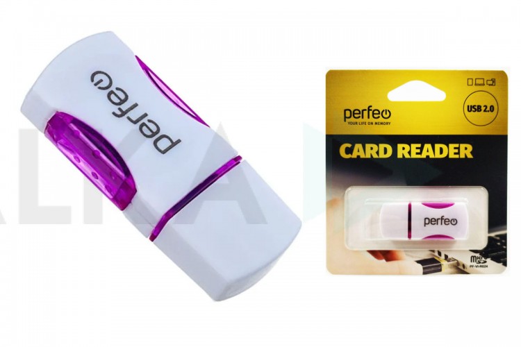 Картридер Perfeo Card Reader Micro SD, (PF-VI-R024 Purple) фиолетовый