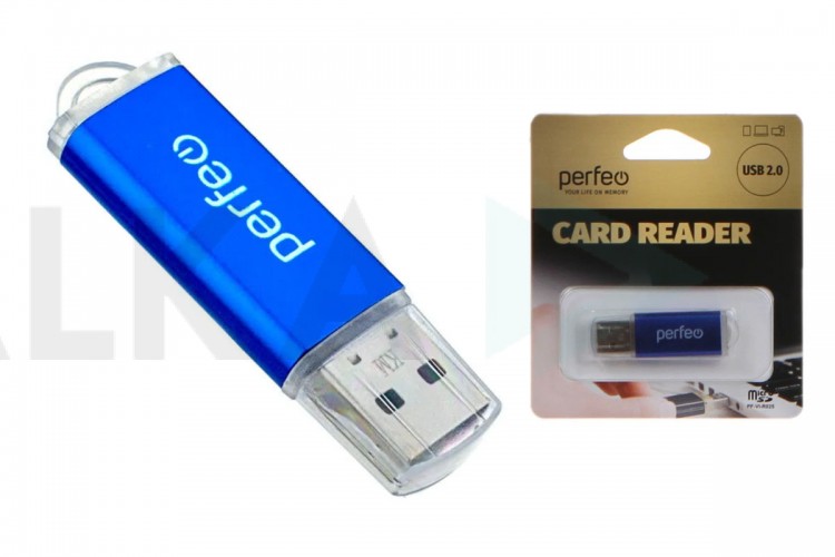 Картридер Perfeo Card Reader Micro SD, (PF-VI-R025 Blue) синий