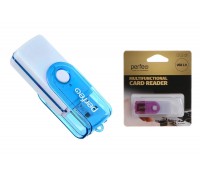 Картридер Perfeo Card Reader SD/MMC+Micro SD+MS+M2, (PF-VI-R020 Blue) синий