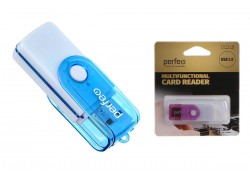 Картридер Perfeo Card Reader SD/MMC+Micro SD+MS+M2, (PF-VI-R020 Blue) синий