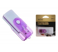 Картридер Perfeo Card Reader SD/MMC+Micro SD+MS+M2, (PF-VI-R020 Purple) фиолетовый