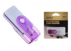 Картридер Perfeo Card Reader SD/MMC+Micro SD+MS+M2, (PF-VI-R020 Purple) фиолетовый
