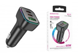 Автомобильное зарядное устройство АЗУ 2USB-C + USB BOROFONE BZ28C Trophie PD60W (черный)