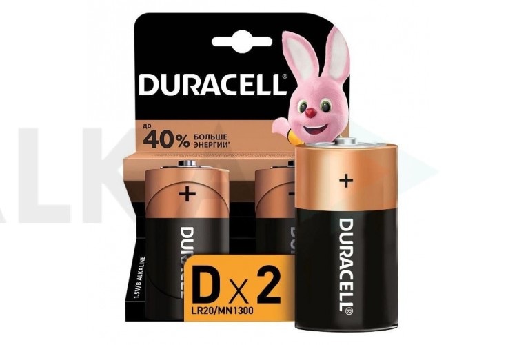 Батарейка алкалиновая Duracell LR20 (2/12/96, цена за упаковку 2 шт)