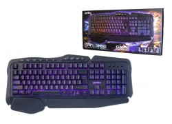 Клавиатура игровая проводная Perfeo "STRIKE" Multimedia, подсв. 3 цвет, USB, чёрный PF_A4390