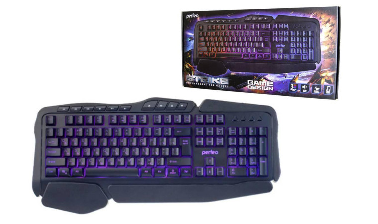 Клавиатура игровая проводная Perfeo "STRIKE" Multimedia подсветка 3 цвета USB PF_A4390 (черный) Клавиатура игровая проводная Perfeo "STRIKE" Multimedia подсветка 3 цвета USB PF_A4390 (черный)