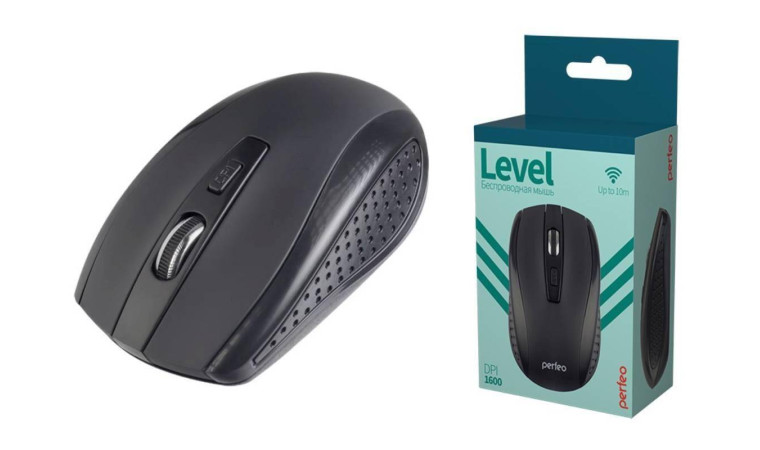 Мышь беспроводная Perfeo "LEVEL", 4 кн, DPI 800-1600, USB, (черный) Мышь беспроводная Perfeo "LEVEL", 4 кн, DPI 800-1600, USB, (черный)