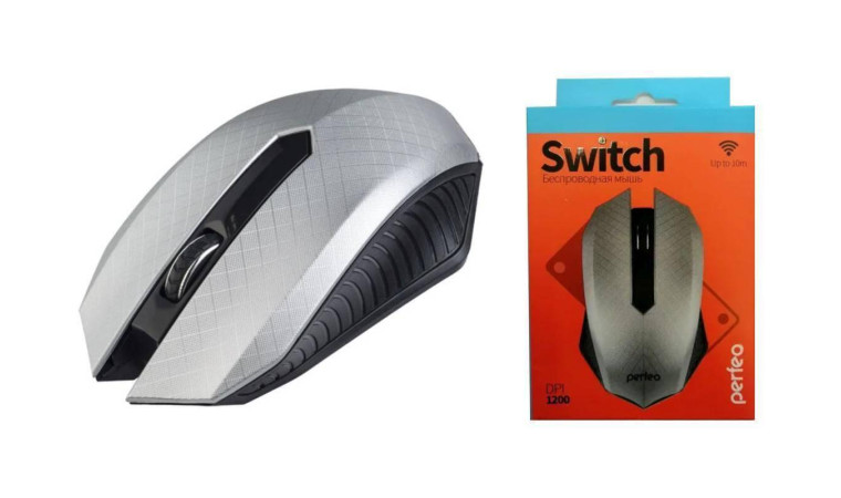 Мышь беспроводная Perfeo "SWITCH", 3 кн, DPI 1200, USB PF_A4501 (серебристый)
