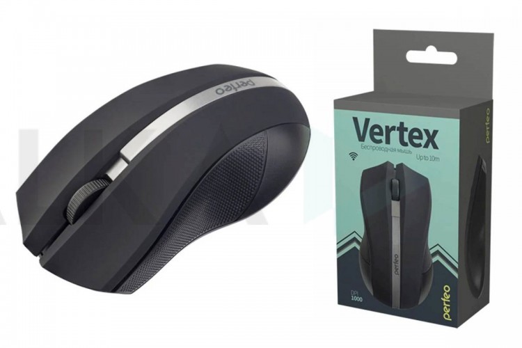 Мышь беспроводная Perfeo "VERTEX", 3 кн, DPI 1000, USB, PF_A4497 (черно-серебристый)