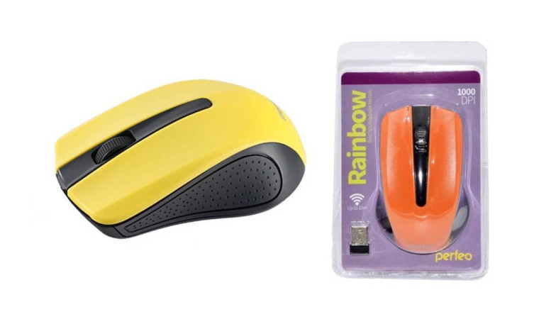 Мышь беспроводная Perfeo "RAINBOW", 3 кн, USB (черно-желтый) Мышь беспроводная Perfeo "RAINBOW", 3 кн, USB (черно-желтый)