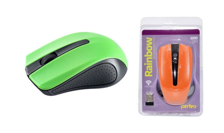 Мышь беспроводная Perfeo "RAINBOW" 3 кнопки USB (черно-зеленый) Мышь беспроводная Perfeo "RAINBOW" 3 кнопки USB (черно-зеленый)