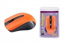 Мышь беспроводная Perfeo "RAINBOW" 3 кнопки USB (черно-оранжевый) 
