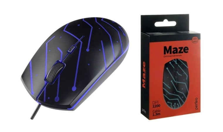 Мышь игровая проводная Perfeo "MAZE", 4 кн, USB RGB подсветка, 1200 DPI PF_A4782 (черный) Мышь игровая проводная Perfeo "MAZE", 4 кн, USB RGB подсветка, 1200 DPI PF_A4782 (черный)