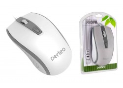 Мышь проводная Perfeo "PROFIL", 4 кн, USB (бело-серый)