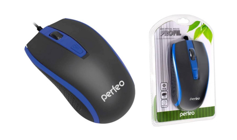 Мышь проводная Perfeo "PROFIL", 4 кн, USB (черно-синий) Мышь проводная Perfeo "PROFIL", 4 кн, USB (черно-синий)