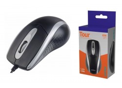 Мышь проводная Perfeo "TOUR", 3 кн, DPI 1000, USB (черно-серебристый)