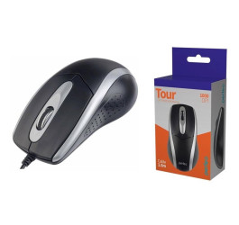 Мышь проводная Perfeo "TOUR", 3 кн, DPI 1000, USB (черно-серебристый)