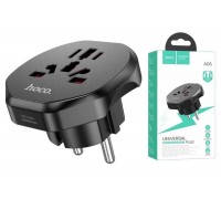 Сетевой адаптер-переходник Hoco AC6 Unimpeded universal conversion plug (EU) Black