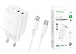 Сетевое зарядное устройство 2USB-С + кабель Type-C BOROFONE BN9 PD 35W (белый)