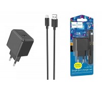 Сетевое зарядное устройство USB + кабель MicroUSB HOCO CS11A  2100mAh (черный)