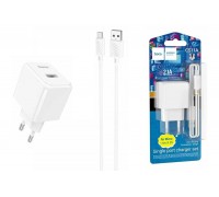 Сетевое зарядное устройство USB + кабель MicroUSB HOCO CS11A  2100mAh (белый)