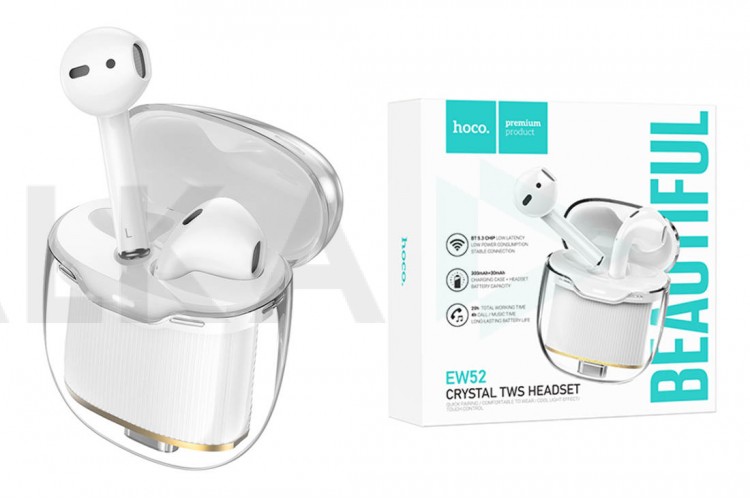Наушники вакуумные беспроводные HOCO EW52 Crystal wireless stereo headset Bluetooth (белый)
