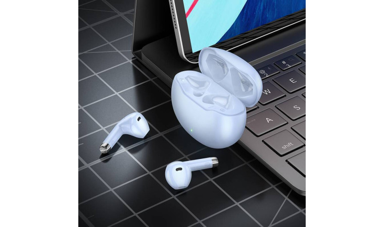 Наушники вакуумные беспроводные HOCO EW61 June wireless stereo headset Bluetooth (голубой)